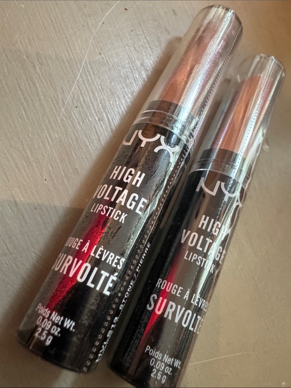 NYX High Voltage Lipstick Duo — Stone & Flawless NudeTones